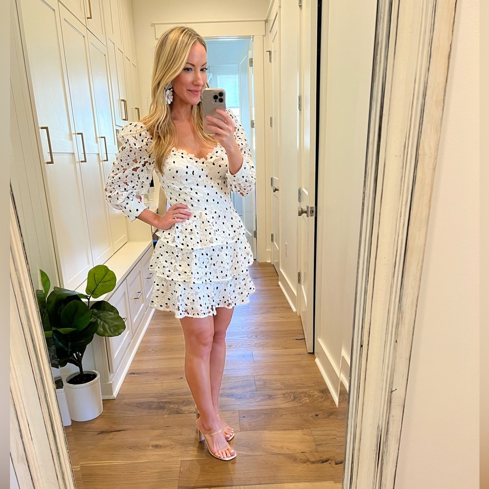 Cocktail puff sleeve floral lace dress NWT size small